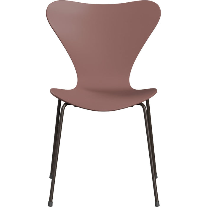 Photo of 3107 Seven, coloured box, Venetian Red, Underframe Brown Bronze - Dining chairs - Arne Jacobsen - Red - Metal/wood