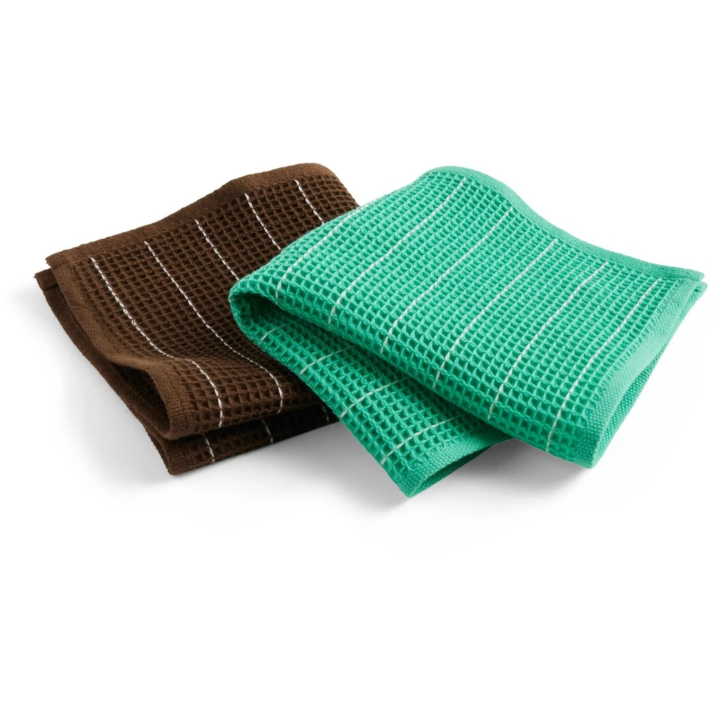 Canteen Dishcloth 31x31 Cm 2-pack Chocolate Pinstripe-emerald Pinstripe