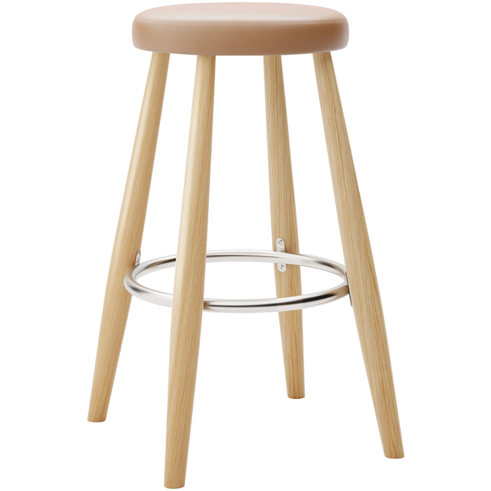 Carl Hansen - Ch58 Low Stool, Clear Lacquered Oak, Leather Group C Sif - 95 - Bar stools & Bar stools - Hans J. Wegner - Wood - Leather/metal/wood