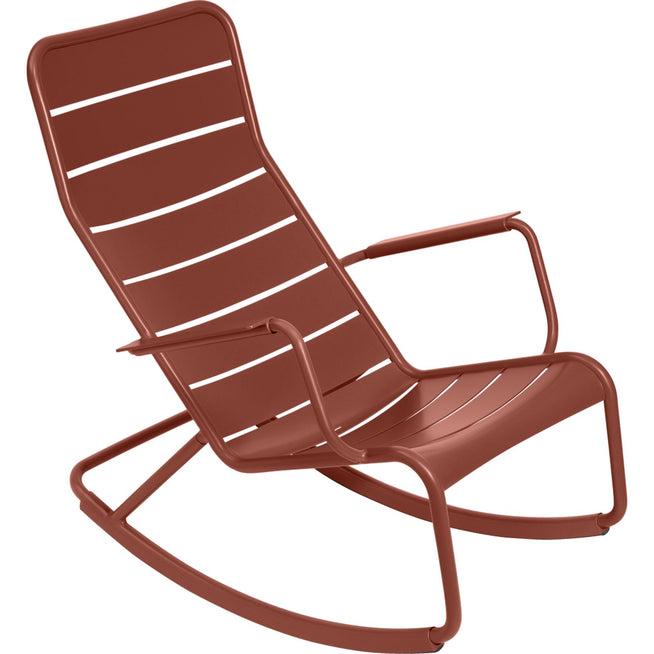 Photo of Luxembourg Rocking Chair Red Ochre 20 - Outdoor Armchairs - Frédéric Sofia - Metal