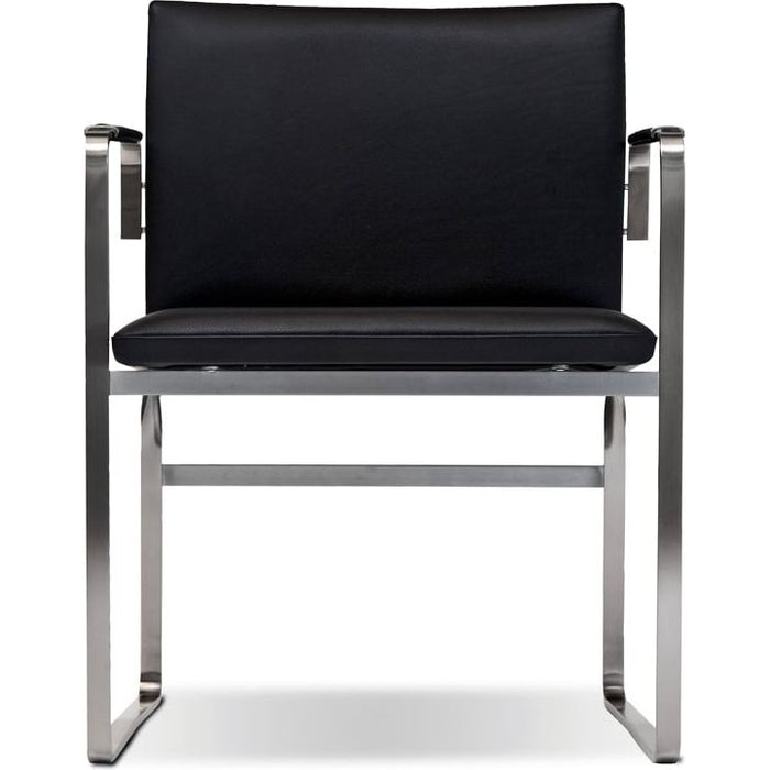 Photo of Ch111 Armchair Black Leather-Stainless Stand