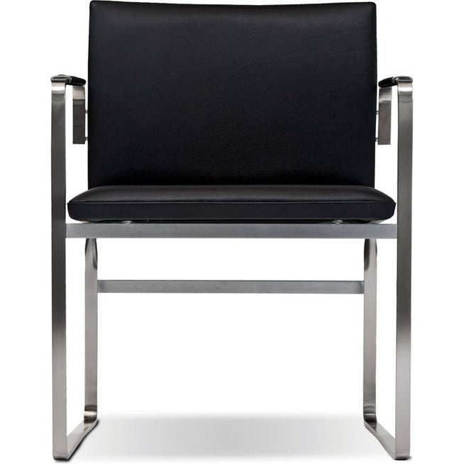 Photo of Ch111 Armchair Black Leather-Stainless Stand