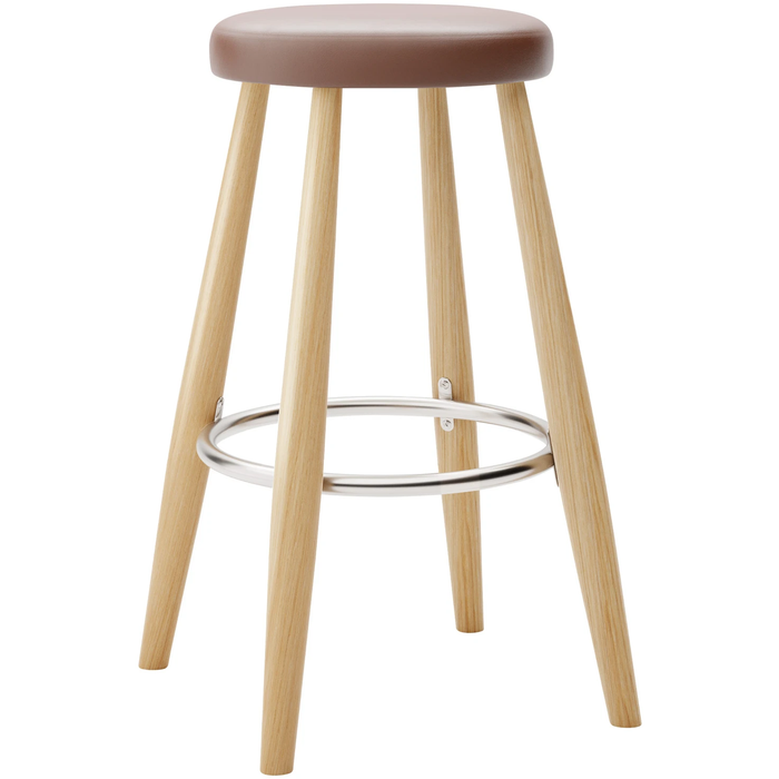 Carl Hansen - Ch58 Low Stool, Clear Lacquered Oak, Leather Group C Sif - 92 - Bar stools & Bar stools - Hans J. Wegner - Wood - Leather/metal/wood