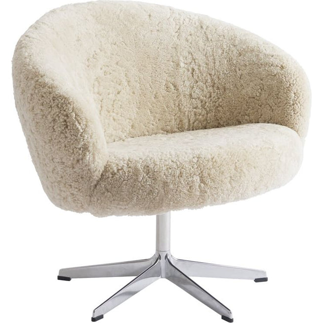 Photo of Rondino Armchair Sheepskin Moonlight, Polished Aluminium
