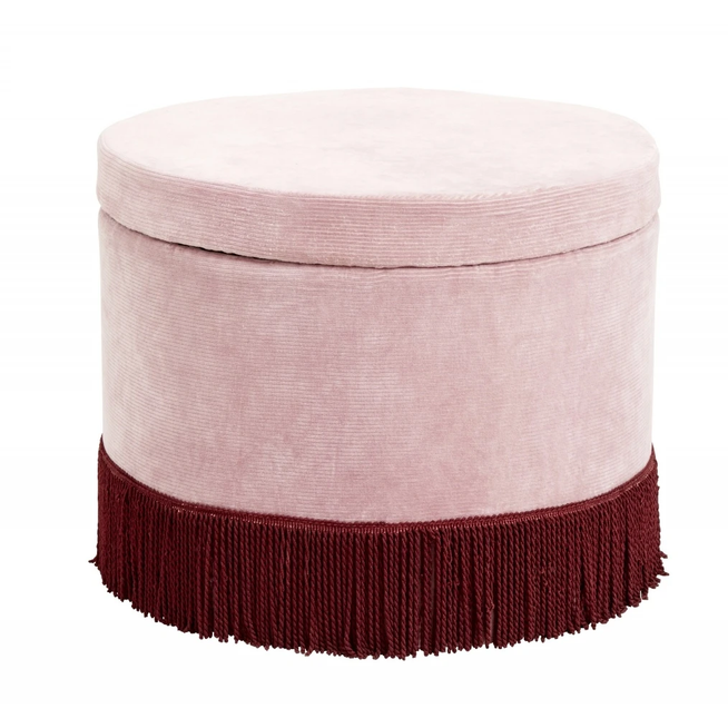 Photo of Corduroy Ottoman Med Låg - Lyserød / Burghundy