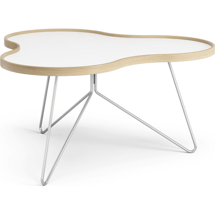 Photo of Flower Table 84x90 Cm 45 Cm - White - Oak Edge - Chrome