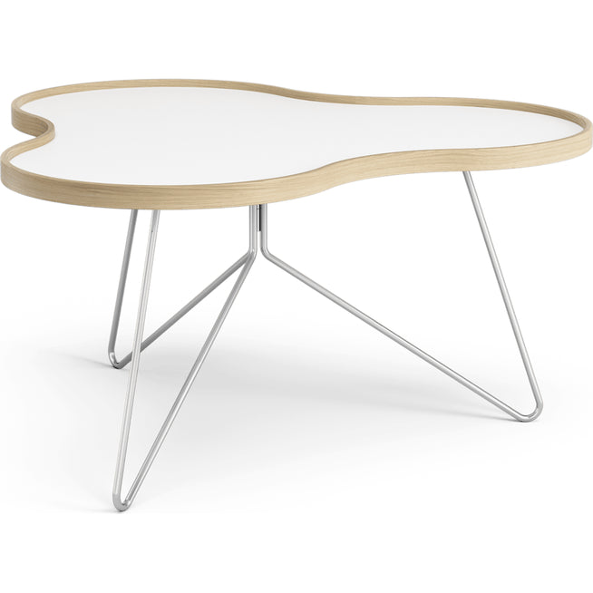 Photo of Flower Table 84x90 Cm 45 Cm - White - Oak Edge - Chrome