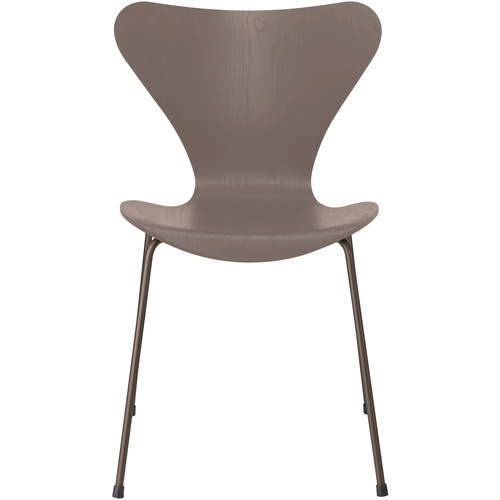 Photo of 3107 Seven, coloured box, Venetian Red, Underframe Brown Bronze - Dining chairs - Arne Jacobsen - Red - Metal/wood