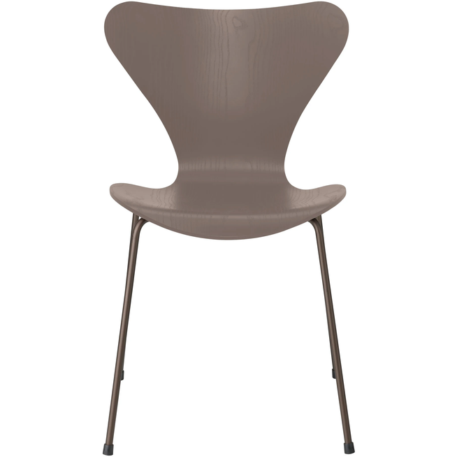 Photo of 3107 Seven, coloured box, Venetian Red, Underframe Brown Bronze - Dining chairs - Arne Jacobsen - Red - Metal/wood