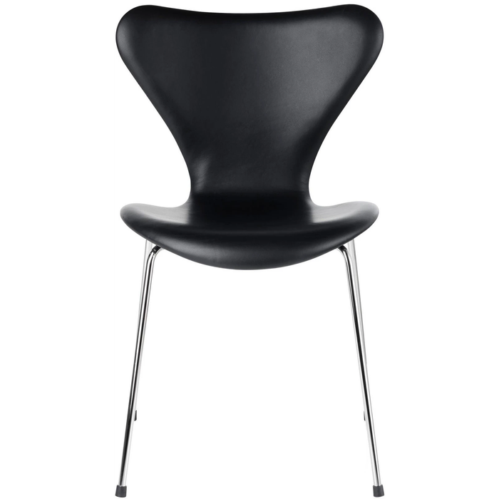Photo of 3107 Seven, Helkl. Leather, Wild Black Campaign - Dining chairs - Arne Jacobsen - Black - Metal/wood