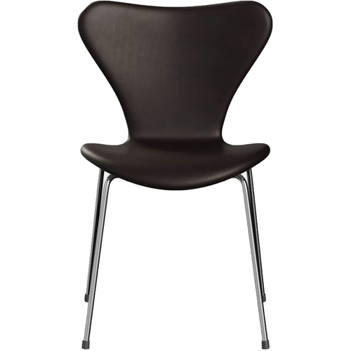 Photo of 3107 Sjuan - Fully upholstered, Leather, Grace Dark Brown - Dining chairs - Arne Jacobsen - Brown - Leather/metal/wood
