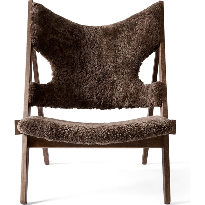 Photo of Knitting Lounge Chair Dark Stained Oak/sheepskin Drake 20 - Armchairs - Ib Kofod-larsen - Brown - Mdf/wood/foam/wool