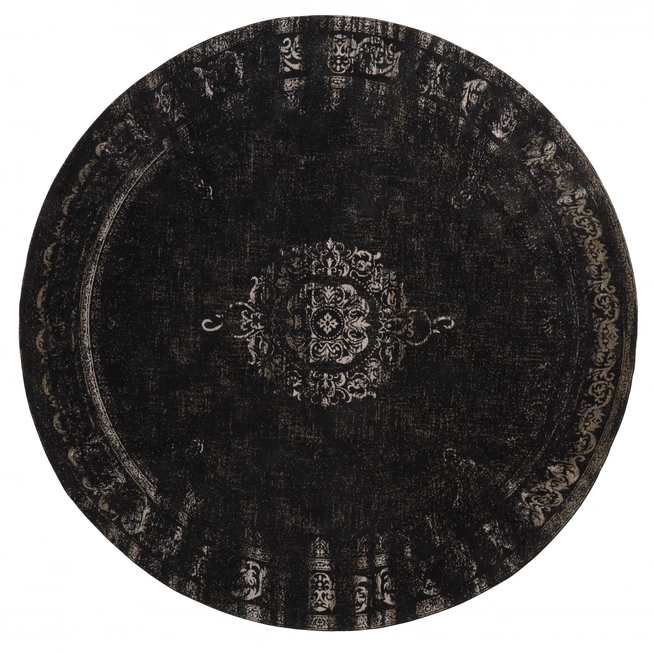 Photo of Large Round Rug Dark Grey / Black - Diameter 240cm