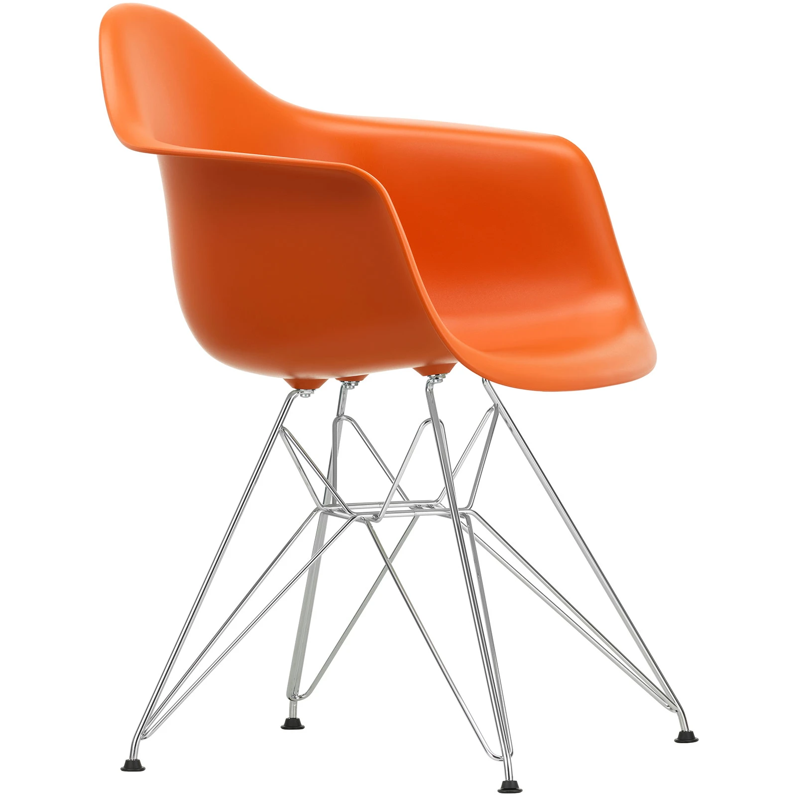 Eames Plastic Armchair Dar - 43 Rusty Orange - Chrome Base - Matstolar - Charles & Ray Eames - Orange - Metall/plast