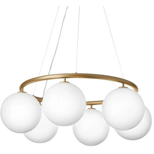 Photo of Miira 6 Circular Chandelier Brass/opal