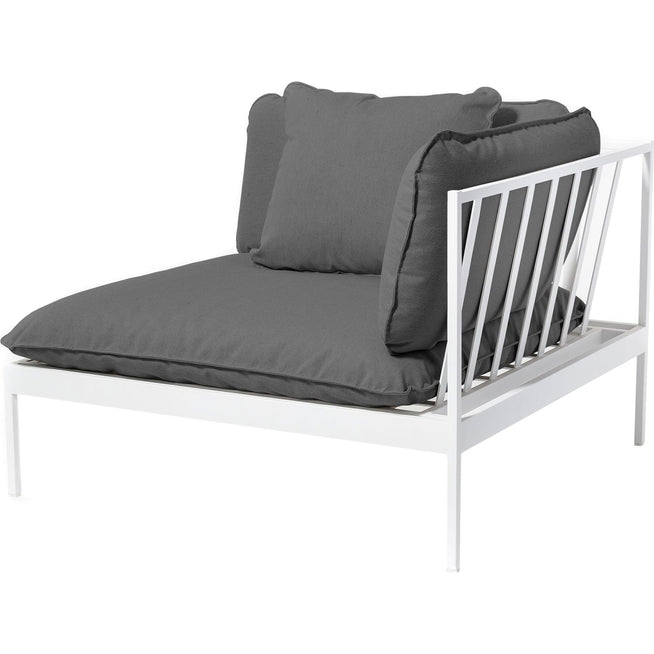 Photo of Bönan Lounge End Sofa, Light Grey Aluminum Frame, Cushion Dark Grey Sunbrella Sling - Utomhussoffor - Studio Norrlandet