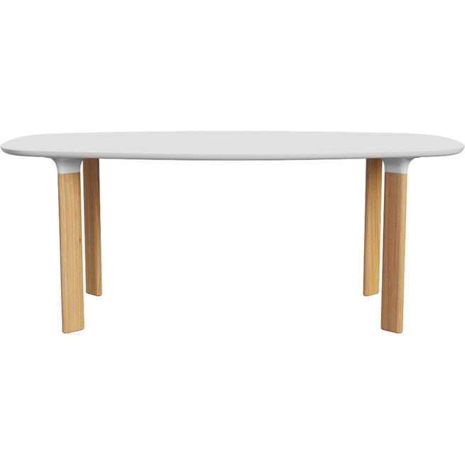 Photo of Jh63 Analogue 105x185 cm, laminate white, oak legs with white details - Dining table - Jaime Hayón