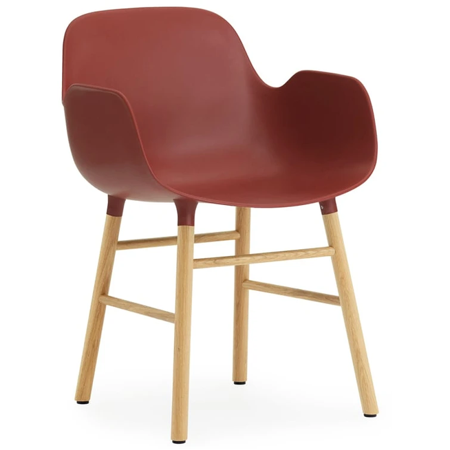Photo of Form Armchair Red, Oak Legs