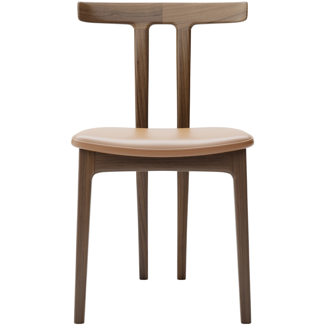 Photo of Carl Hansen - Ow58, T-chair, Lacquered Walnut, Leather Cat
