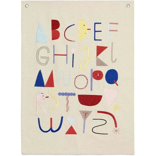 Photo of Alphabet Fabric Poster - Dekoration - Offwhite - W50 X H70 Cm