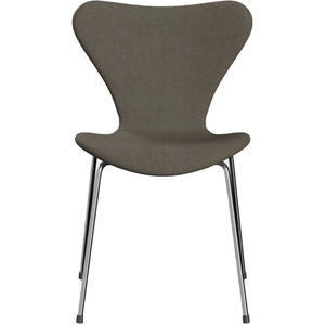 Photo of 3107 Sjuan - Fully upholstered, Fabric, Tone 613 - Dining chairs - Arne Jacobsen - Brown - Metal/wood/textile material