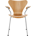 3207 Series 7, Front Upholstered, Grace - Chestnut - Dining Chairs - Arne Jacobsen - Brown - Leather/Metal/Wood/Foam