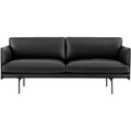 Outline Sofa 2-seater, Silk Leather Black - Soffor - Anderssen & Voll - Svart