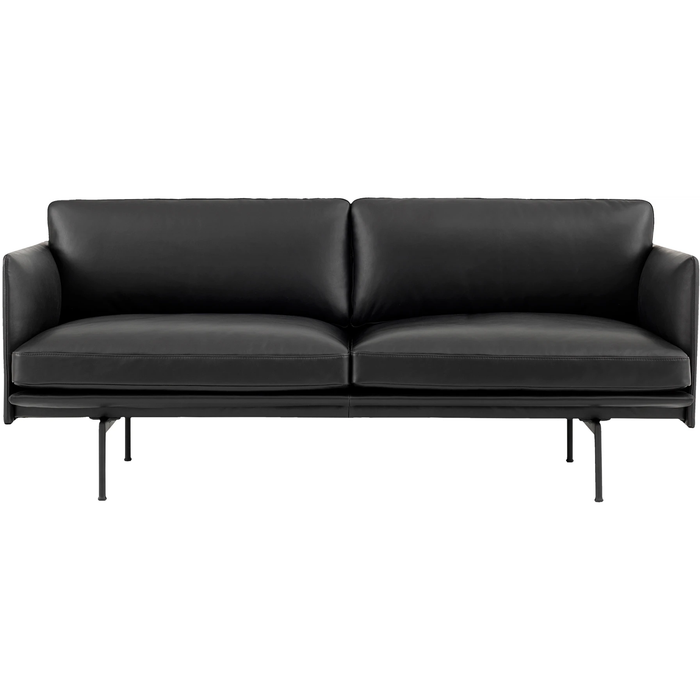 Outline Sofa 2-seater, Silk Leather Black - Soffor - Anderssen & Voll - Svart