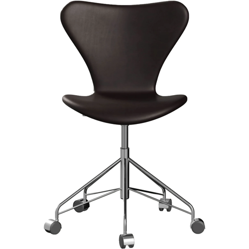 Photo of 3117 Sjuan - Full upholstery, Leather, Grace Dark Brown - Desk chairs - Arne Jacobsen - Brown