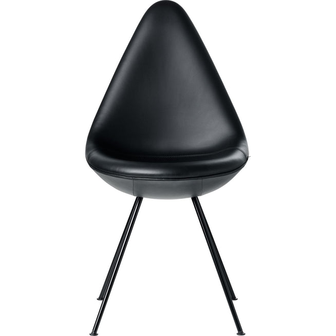 Photo of Drop Black Leather - Dining chairs - Arne Jacobsen - Black - Leather/metal/plastic