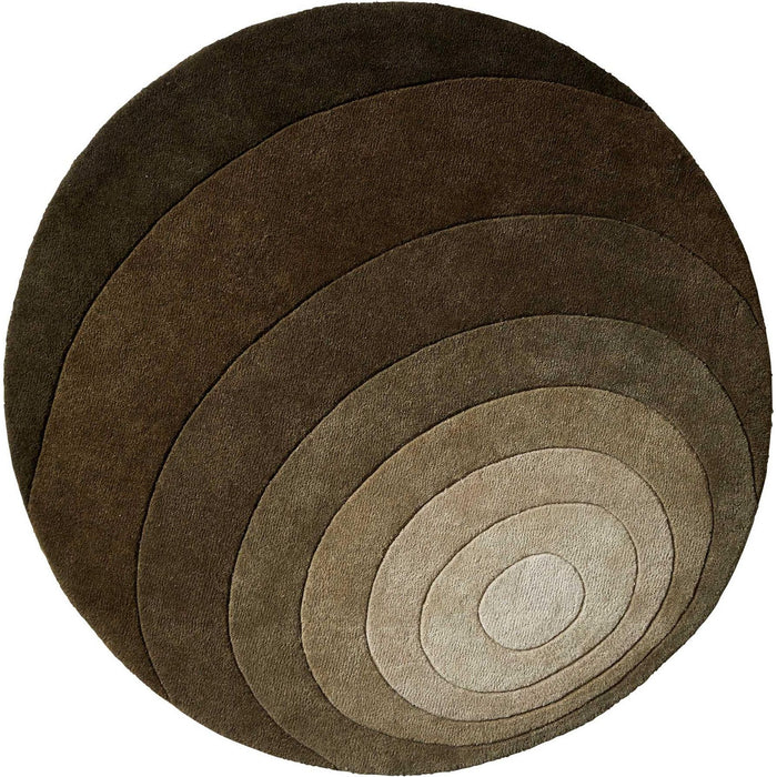 Photo of Luna Rug Ø120 - Dark Green - 100% New Zealand Wool - Hand Tufted - Patterned Rugs