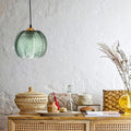 Thumbnail photo of Hanging lamp green glass with pattern