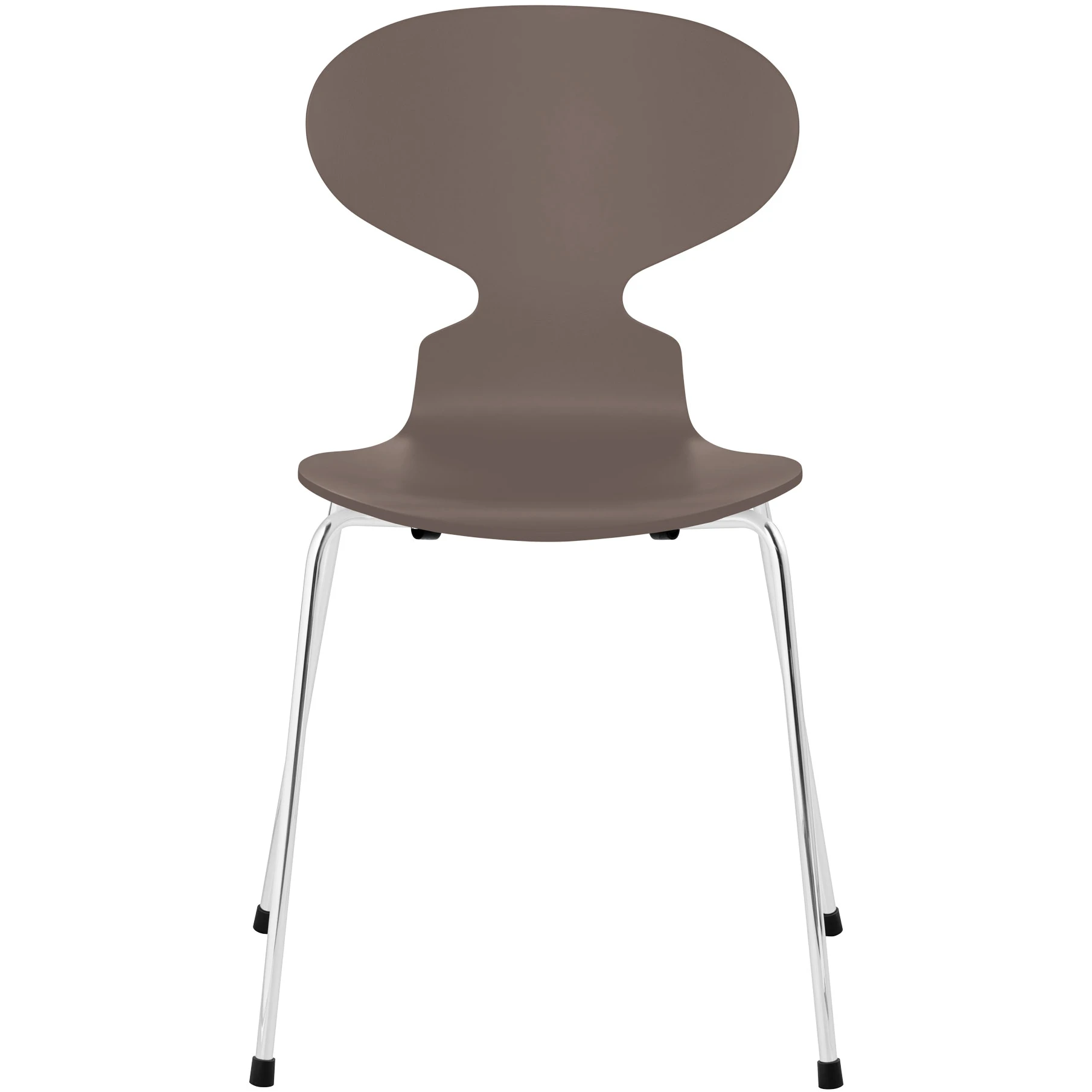 3100 Myran 3 legs, coloured ash, deep clay, underframe chrome-plated steel - dining chairs - Arne Jacobsen - brown - metal/wood