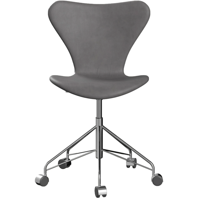 Photo of 3117 Sjuan - Full Upholstery, Leather, Embrace Concrete Grey - Desk Chairs - Arne Jacobsen - Beige