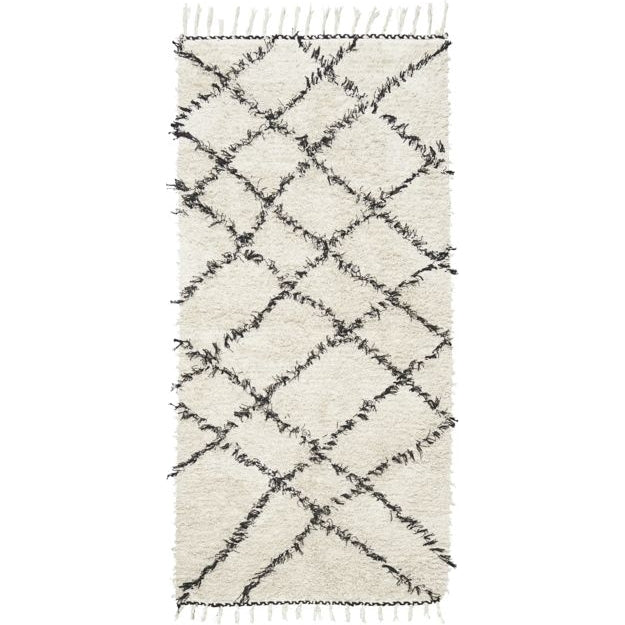 Photo of Riba rug 90x200 cm black and white cotton