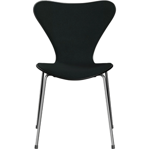 Photo of 3107 Sjuan - Front cover, Black, Fabric, Tone 128 - Dining chairs - Arne Jacobsen - Black - Metal/wood/textile material