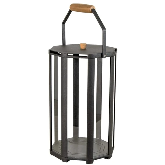 Photo of Lightlux Lantern M/teak - Lantern - Lava Grey, Aluminium