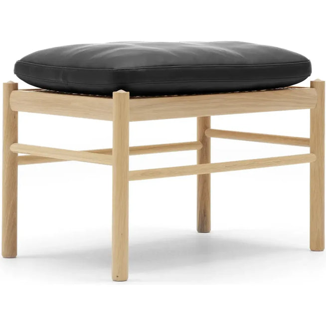 Photo of Carl Hansen - Ow149f - Colonial Footstool, Soaped Oak, Leather Group C Sif
