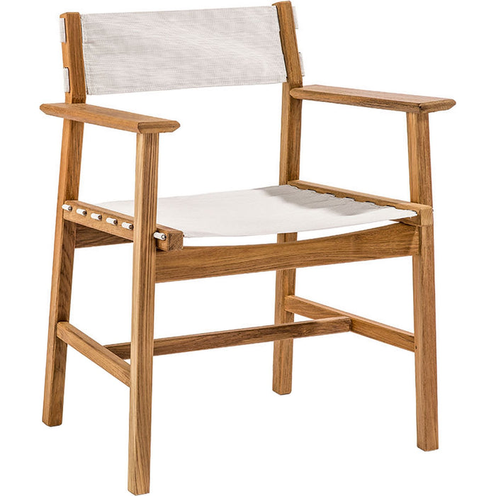 Photo of Djurö Armchair Teak/Batyline - Outdoor dining chairs - Matilda Lindblom - White - Wood/textile material