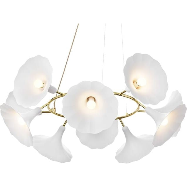 Photo of Petalii 10 Chandelier White/polished Brass