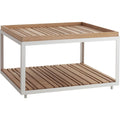 Thumbnail photo of Level Coffee Table, White, Large, Table Top: Teak - Coffee Table Outdoor - Bykato - White - Metal/Wood