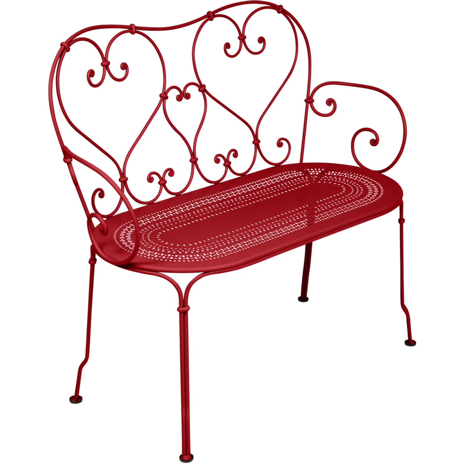 1900 Bench, Poppy - Garden Benches - Red - Metal