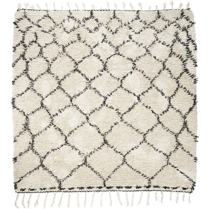 Photo of Zena Rug 180x180 cm Cotton White and Black