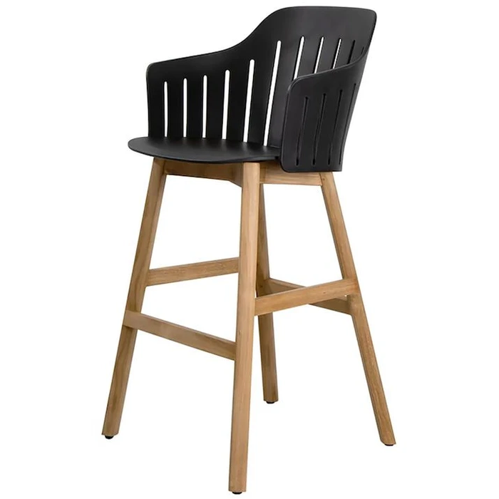 Photo of Choice Barstol - Indendørs - Barstol - Frame: Teak / Seat: Black - W59 X D53 X H42 Cm