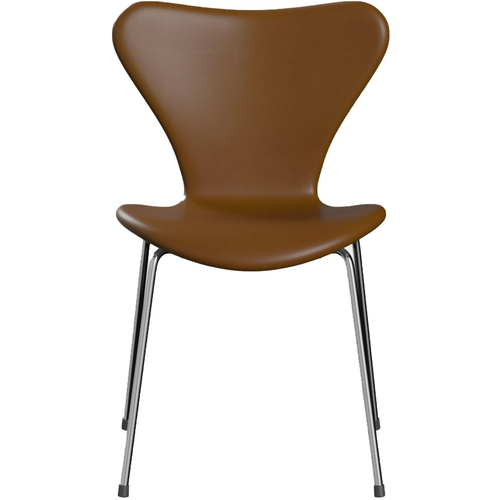 Photo of 3107 Sjuan - Fully upholstered, Leather, Soft Walnut - Dining chairs - Arne Jacobsen - Brown - Leather/metal/wood