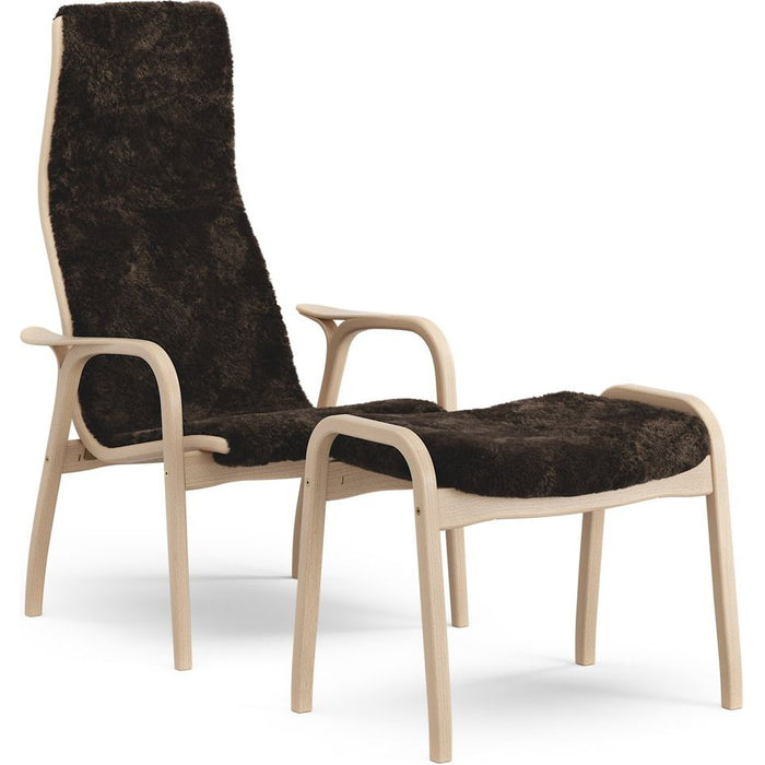 Photo of Lamino Armchair And Footstool Varnished Beech/sheepskin