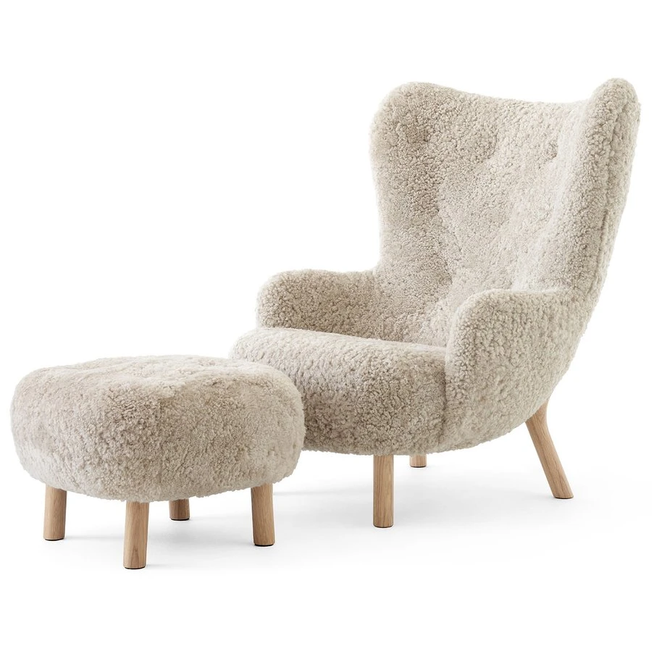 Photo of Petra Vb3 High Armchair Incl. Pouf Atd1 Oiled Oak-sheepskin