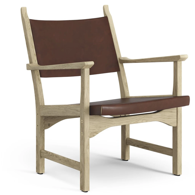 Photo of Caryngo Arm Chair Natural Laquered Oak-leather