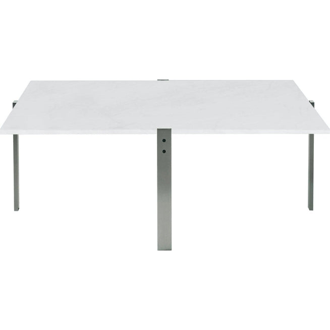 Photo of Pk65, White Marble, Rolled - Coffee Table - Poul Kjærholm - White - Metal/Stone