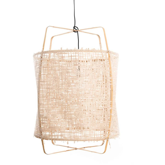 Photo of Hanging Lamp Z2 Blonde Bamboo Natural Cardboard Ø67x100cm